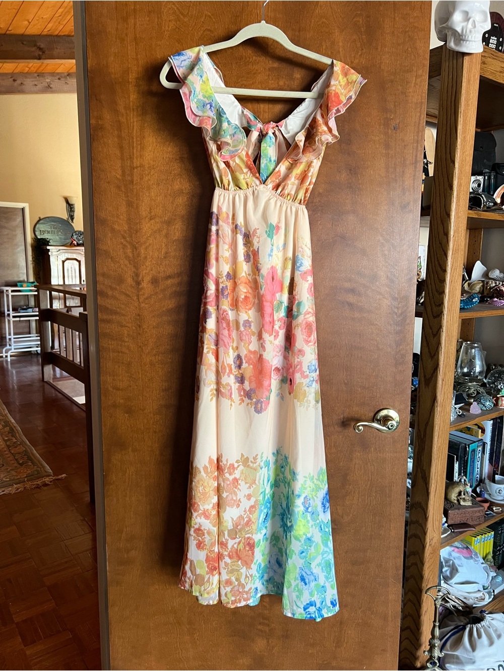Floral Ruffle Maxi Dress in Multicolor